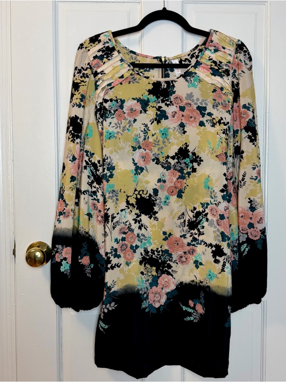 Xhilaration Women’s Floral Mini Dress with Back Zipper and Tie, Size M